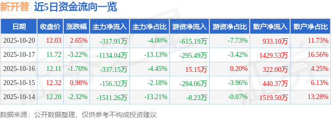 股票行情快报：新开普（300248）10月20日主力资金净卖出317.91万元