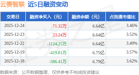云赛智联：12月24日融资买入1693.93万元，融资融券余额6.66亿元